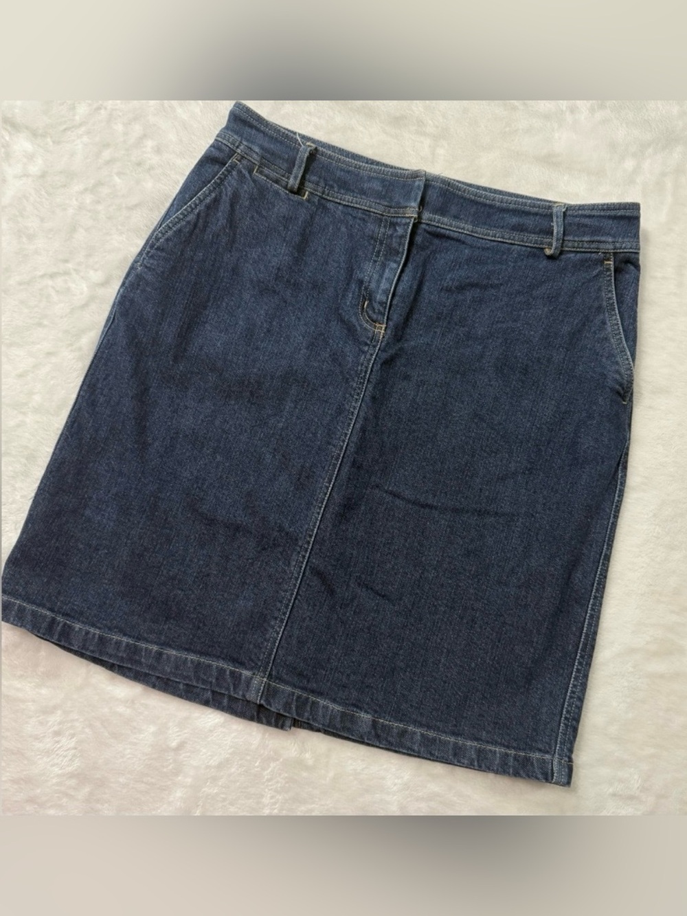 Lands' End Blue Stretch Cotton Denim Pencil Skirt Size 10
